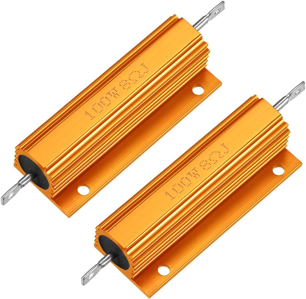 2pcs Aluminum Case Resistor 100W 8 Ohm Wirewound Gold for LED Replacement Converter 100W 8RJ