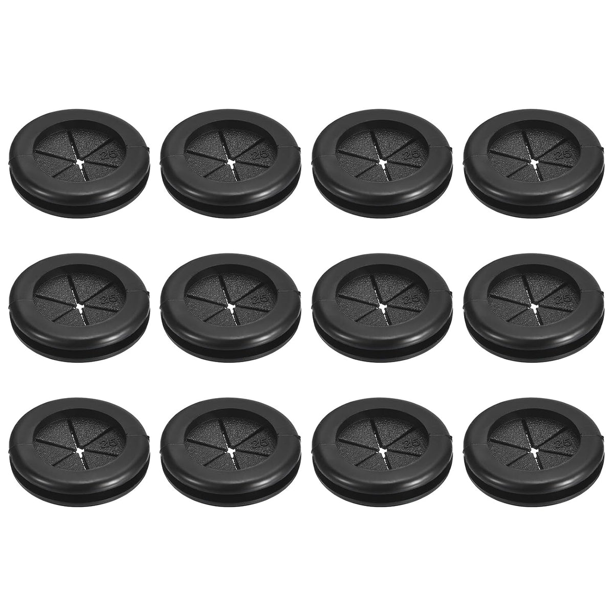 24Pcs Rubber Grommets 13/16"(21mm) ID 1"(25mm) Drill Hole Double Sided Firewall Hole Plugs Round Electrical Wiring Gasket, Black