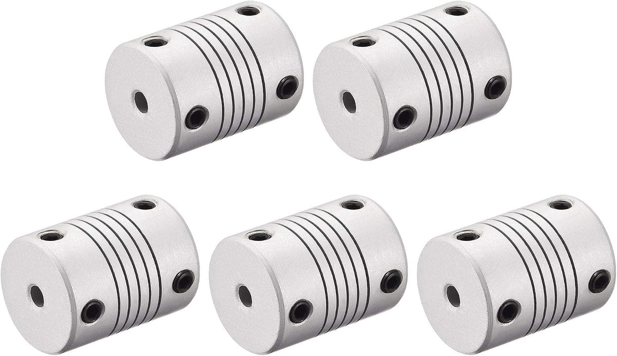 4mm to 5mm Aluminum Alloy Shaft Coupling Flexible Coupler Motor Connector Joint L25xD19 Silver,5pcs