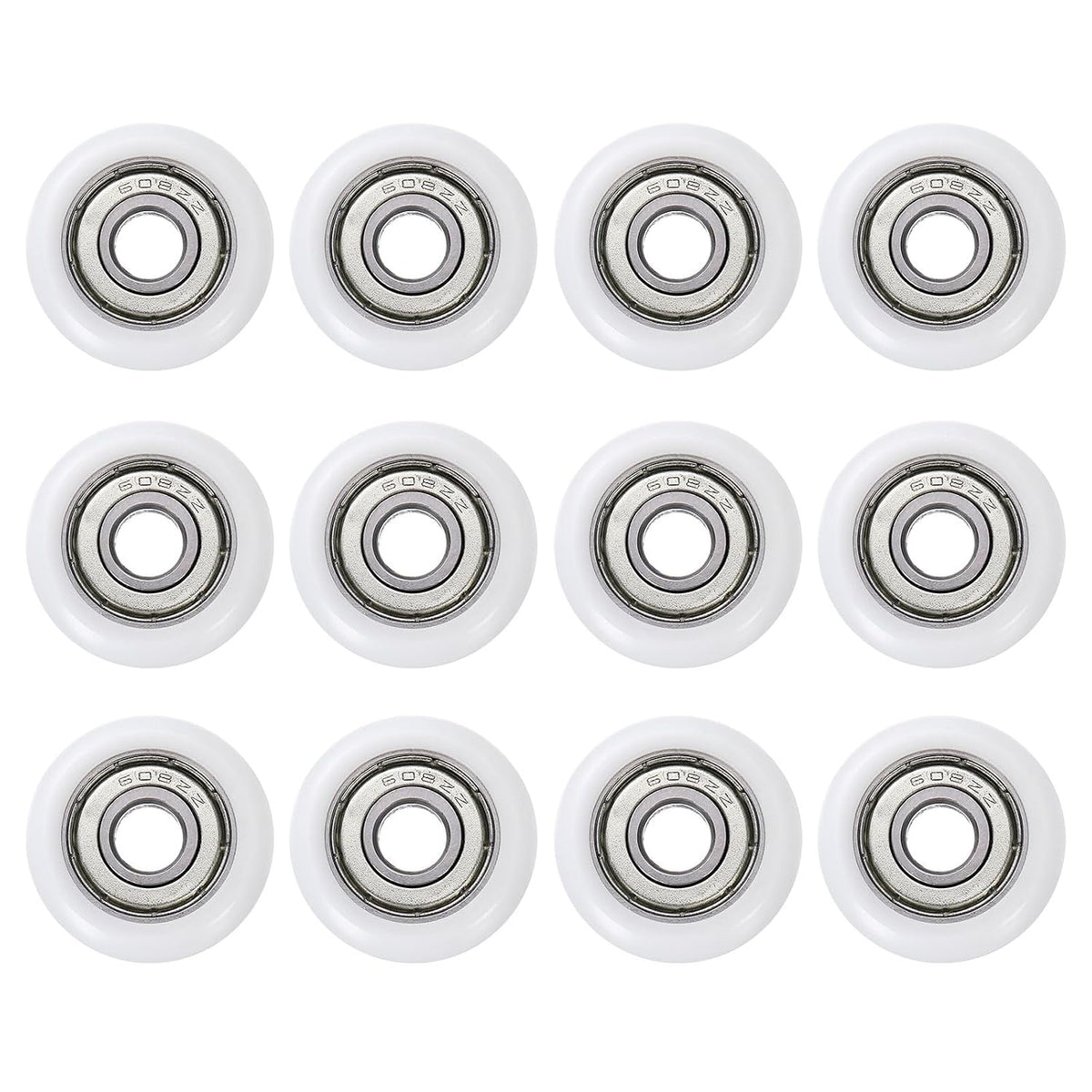 12Pcs Ball Bearing Guide 8x30x8.5mm Double Shielded Chrome Steel Bearings Rolling Wheel for Total Gym Parts, White