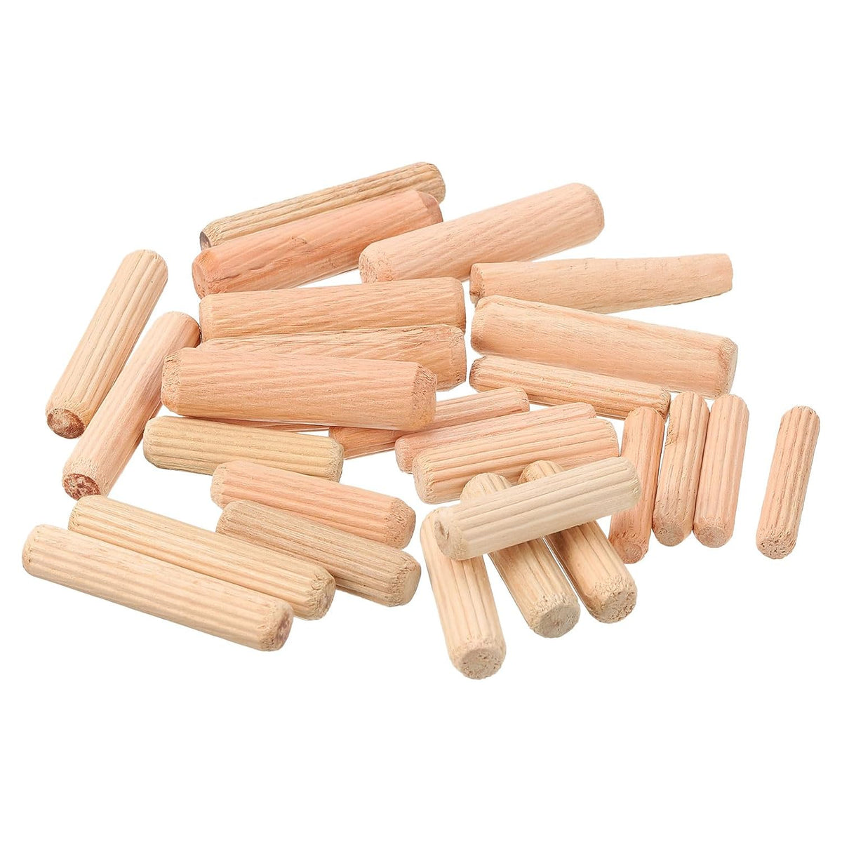 400Pcs 6x30mm/8x30mm/8x40mm/10x40mm Wooden Dowel Pins, Fluted Wood Beveled Ends Tapered Dowel Hardwood Pegs, Fluted Wood Dowels Rods for Furniture, Crafts, DIY