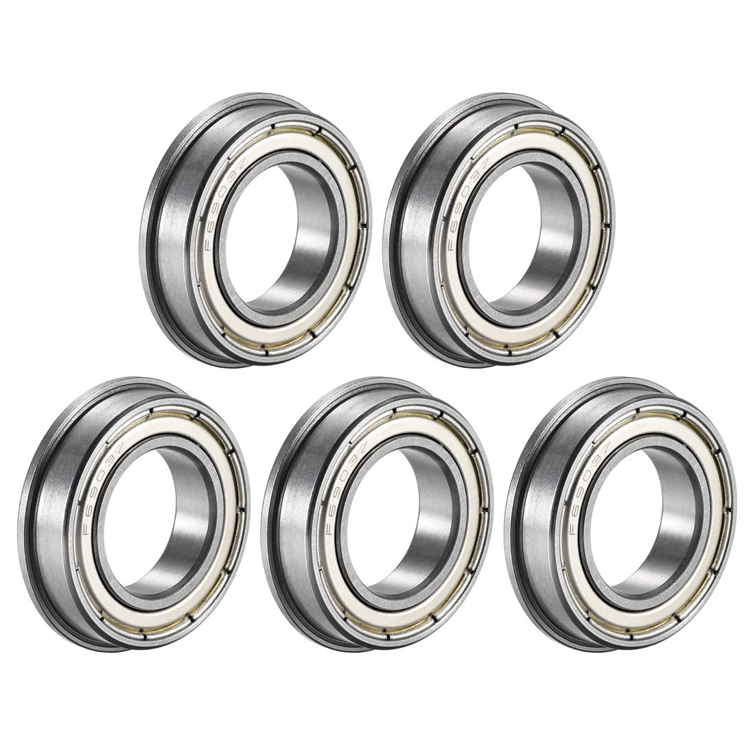 F6903ZZ Flange Ball Bearing 17x30x7mm Double Shielded Chrome Steel Bearings 5pcs