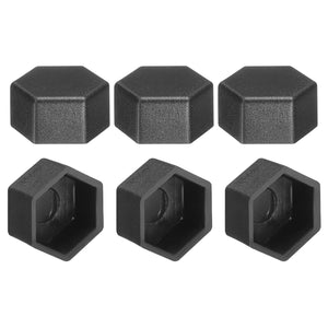 6Pcs Hex Nut Cover, M10x16x10mm Plastic Nut Protection Cap Hex Screws Bolt Covers for Indoor Outdoor Furniture Automotive Bolts Decoration, Black