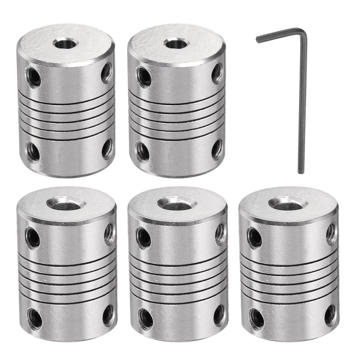 5 Pcs Aluminum Alloy Shaft Coupling 4mm to 5mm, Flexible Coupling Motor Connector Joint, Stepper Motor Coupler for CNC Machine & 3D Printer (L25xD19)