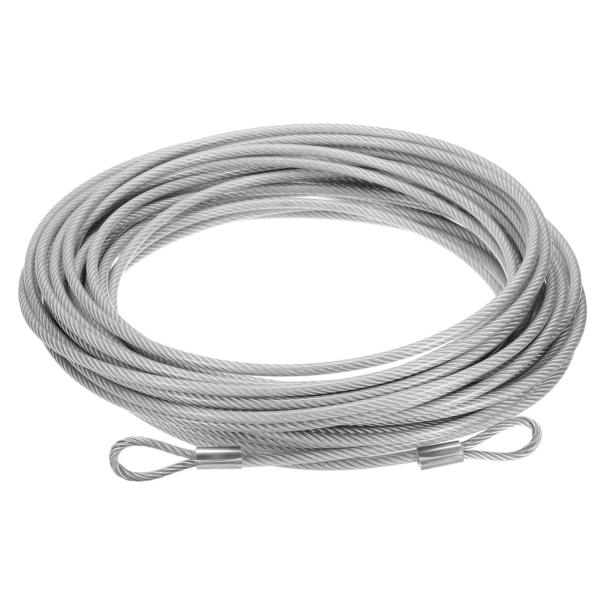 3/16" (5mm) 75ft (22.8m) 304 Stainless Steel Cable Wire Rope with Looped Ends 7 x 19 Strands Core PVC Coated Aircraft Wire for Outdoors Marine Rigging Decking Railings