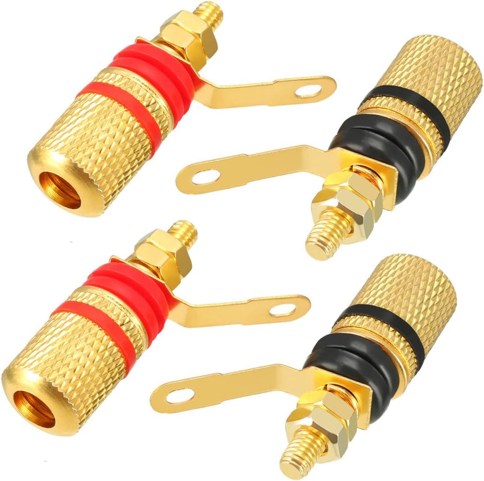4 Pcs Video Speaker Terminal Connectors 4mm Banana Jack Outlet