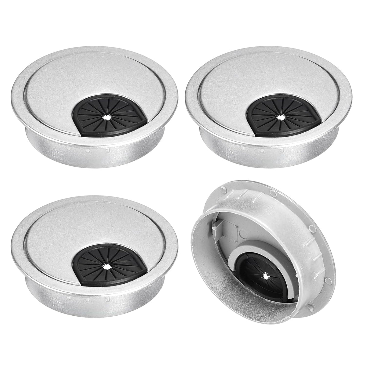 Cable Hole Cover, 4Pcs 2 Inch ABS Desk Cable Wire Cord Grommet Hole Cover for Office Computer Desk Wire Organizer, Silver