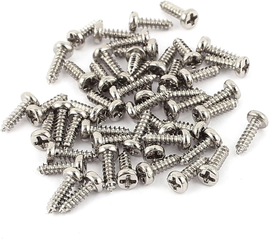 50 Pcs M1.4 X 5mm Stainless Steel Phillips Round Head Self Tapping Screws Bolts