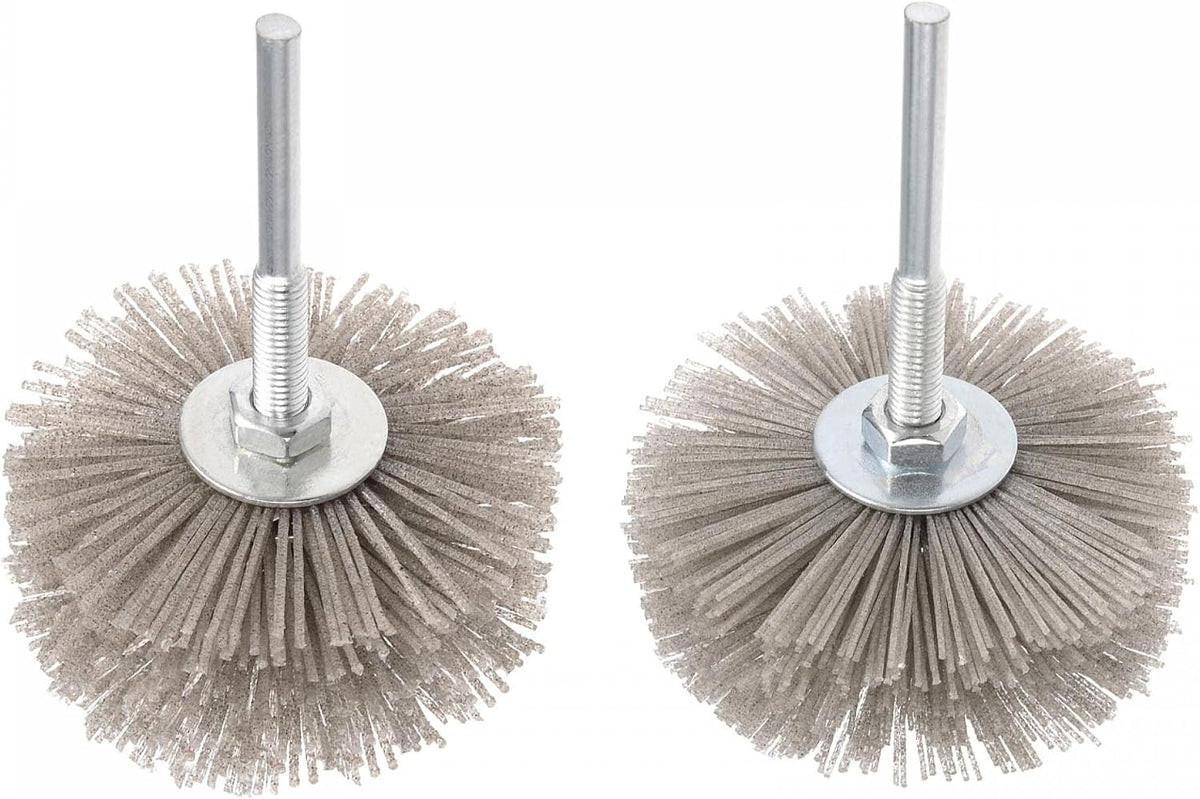 Nylon Wire Brush Abrasive Polishing Wheel 120/240 Grits 3-1/8 Inch Grinding Head with 6mm Threaded Shank