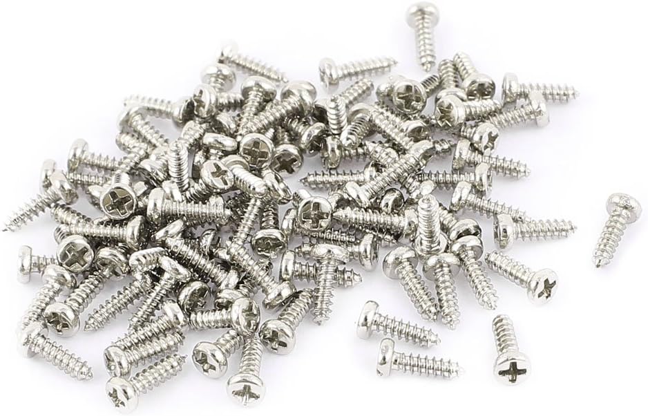 100 Pcs M1.4 X 5mm Stainless Steel Phillips Round Head Self Tapping Screws Bolts