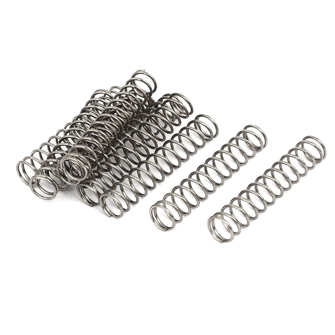 Compression Spring,304 Stainless Steel,8mm OD,0.8mm Wire Size,40mm Free Length,Silver Tone,10Pcs