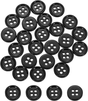 60Pcs Natural Shell Buttons, 10mm 4-Hole Round Shell Craft Sewing Button, Decorative Accessories for Coats, Shirts, Clothing DIY Projects, Black