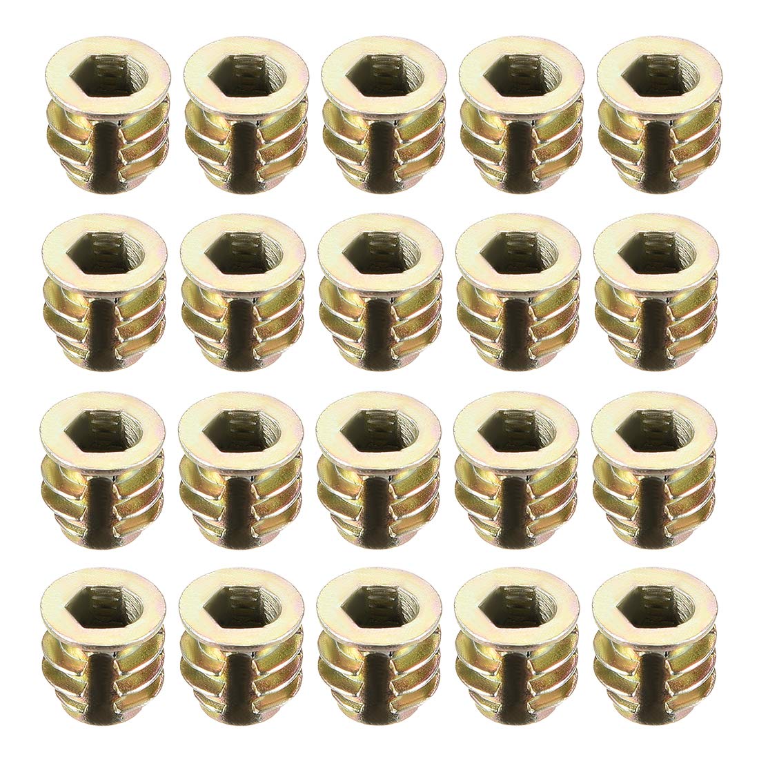 Furniture Threaded Insert Nuts Zinc Alloy M4 Internal Threads 8mm Length 20pcs