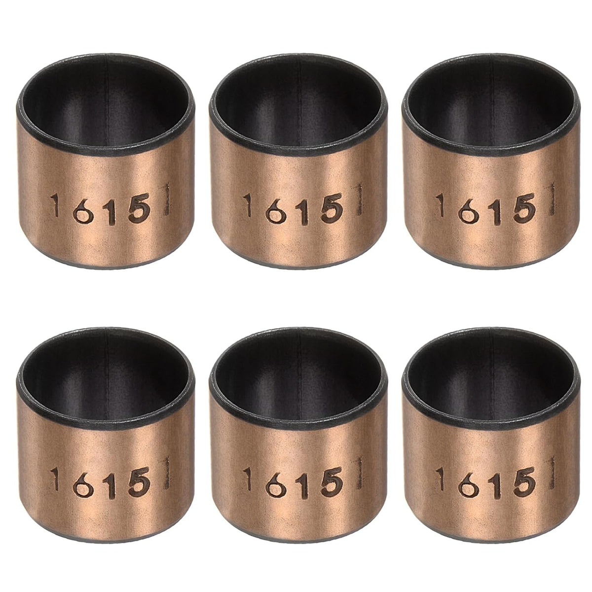 Sleeve Bearings 16mm Bore x 18mm OD x 15mm Length Plain Bearings Wrapped Oilless Bushings for Sliding Parts of Machinery, 6pcs