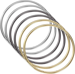 6Pcs Metal Purse Handle, Round Handbag Ring Buckle Bag Handle Replacement for DIY Handmade Woven Bag Luggage Hardware Accessories, Gold/Gunmetal/Silver