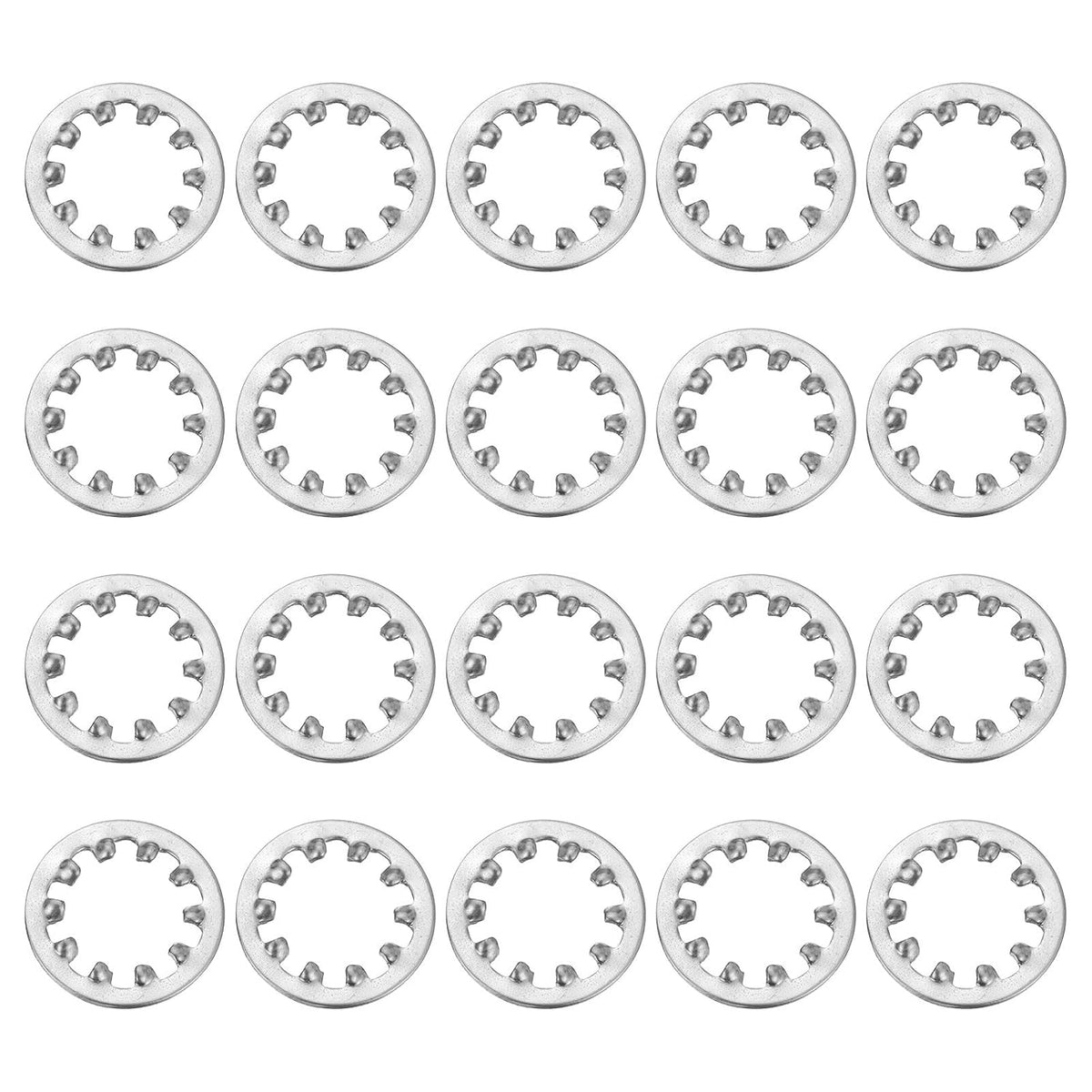 40Pcs 3/8 Internal Tooth Lock Washer, 304 Stainless Steel Multi-Tooth Star Washer Locking Fastener, Silver Tone