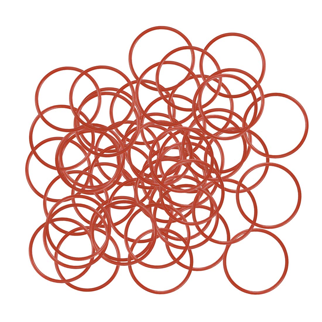 Silicone O-Ring, 27mm OD, 24mm ID, 1.5mm Width, VMQ Seal Rings Gasket, Red, Pack of 50