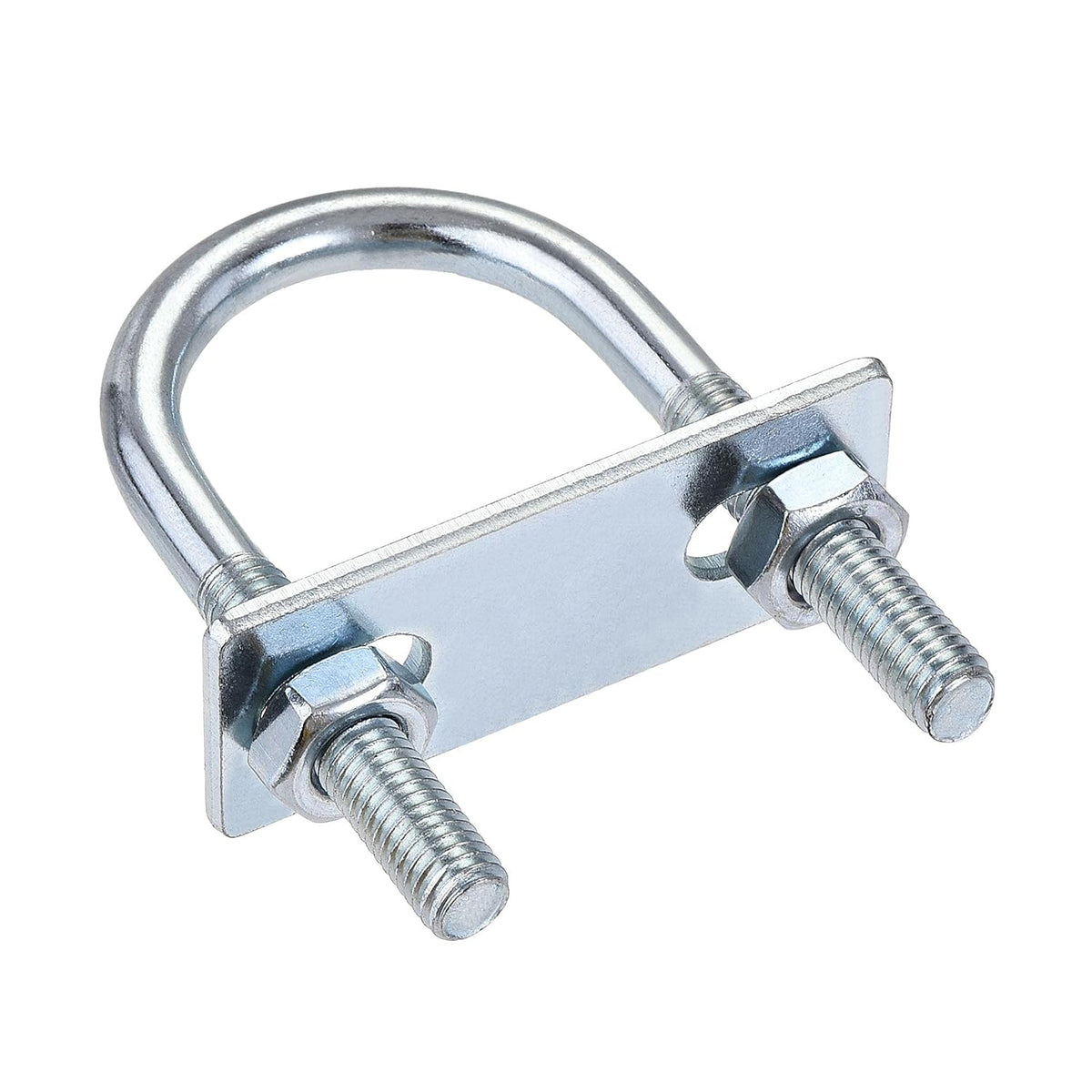 Round U-Bolt 1 Set 1.38"(35mm) Inner Width 75mm Length Steel M8 with Nut, Plate