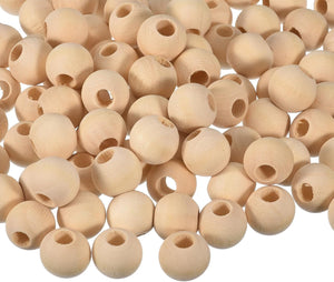 100Pcs 16mm Natural Wood Spacer Beads, 8mm Large Hole Unfinished Round Wooden Beads for DIY Crafting, Jewelry Making Bracelets