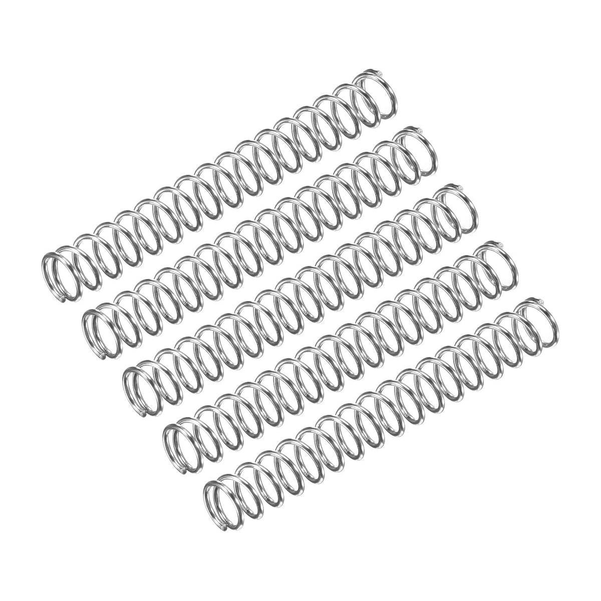 Compression Spring, 5Pcs 304 Stainless Steel, 7mm OD, 0.8mm Wire Size, 50mm Free Length, Silver Tone