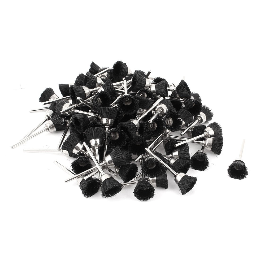 100 Pcs 2.3mm Shank 15mm Cup Shape Nylon Wire Polishing Brush for Rotary Tool