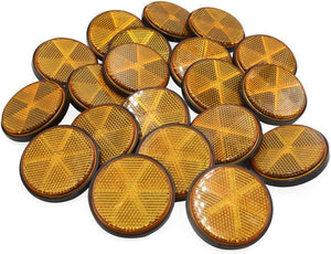 20pcs 59mm Dia Orange Plastic Screw Reflective Round Warning Safety Reflector for Motorcycle