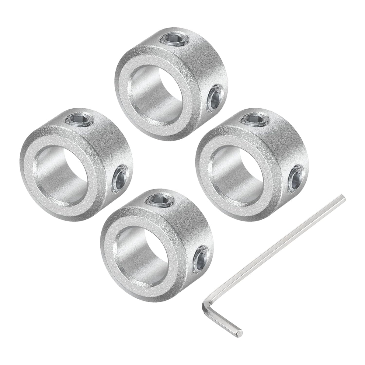 Set Screw Shaft Collar for 8mm Shaft, 4pcs Clamping Collars 14mm OD, 8mm Thickness, Aluminum Alloy Clamp-On Collar with M4 Set Screws and a Wrench