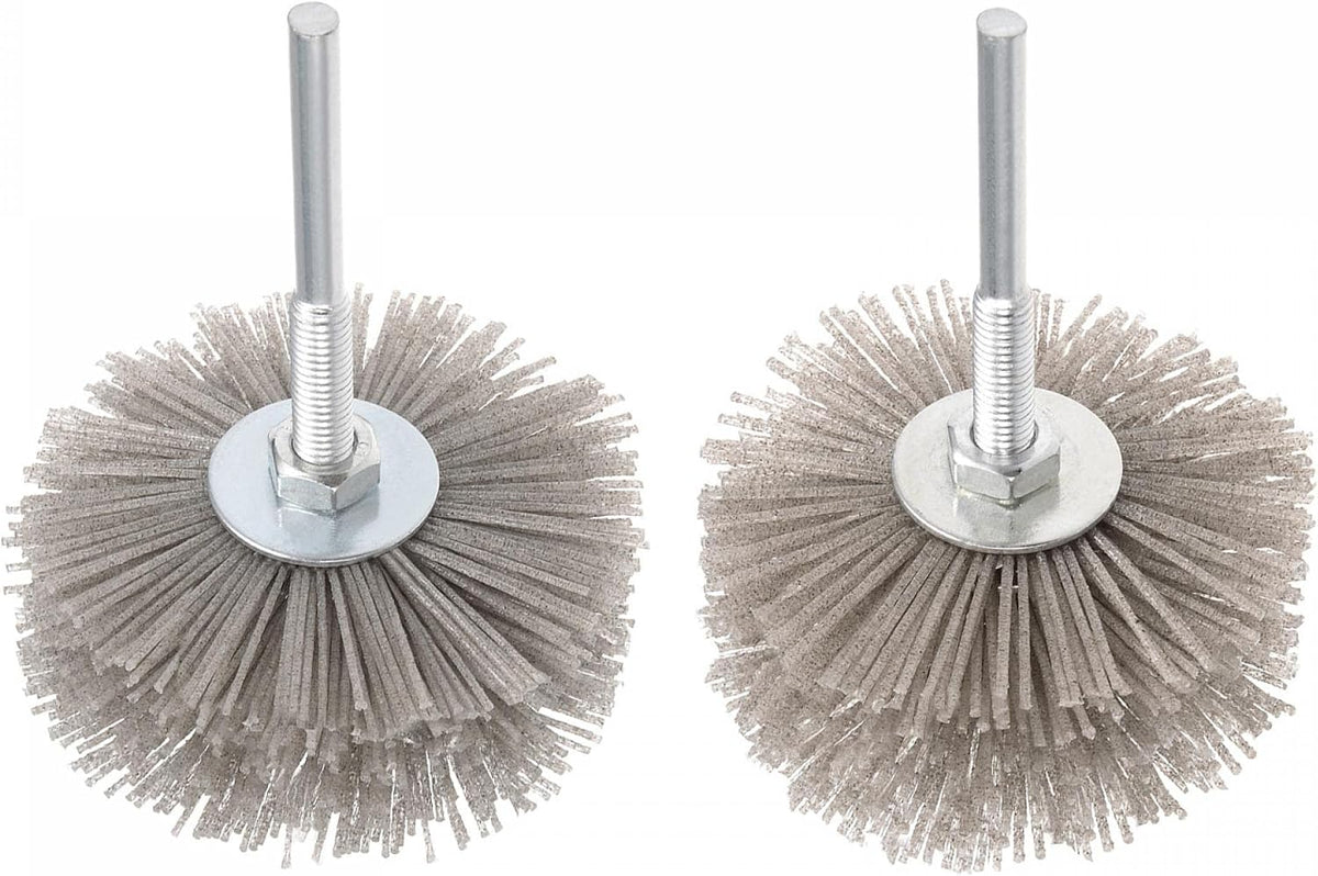 Nylon Wire Brush Abrasive Polishing Wheel 120/180 Grits 3-1/8 Inch Grinding Head with 6mm Threaded Shank