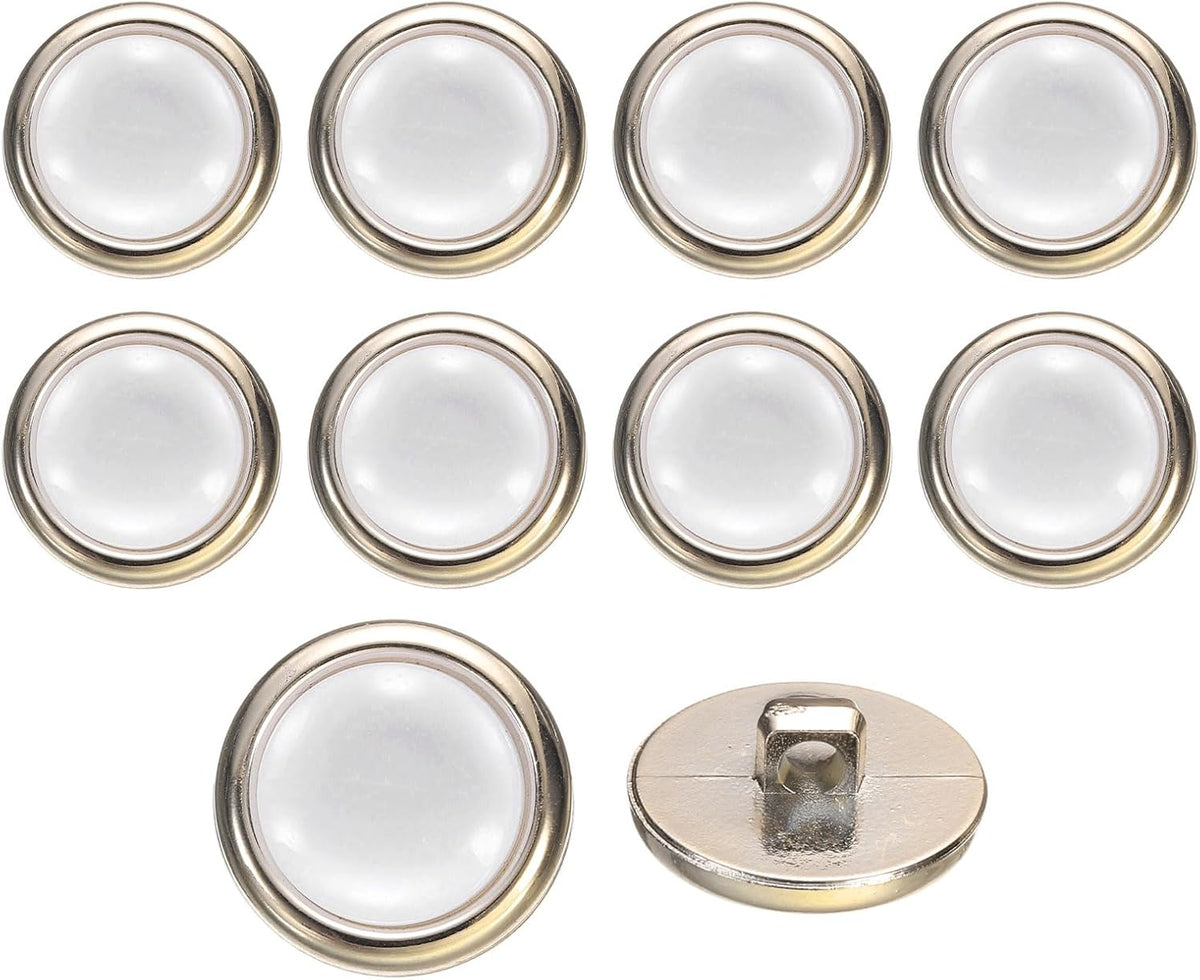 10Pcs 21mm Round Resin Vintage Clothes Sewing Button Metal Coat Buttons Craft Accessories for Garment Coat Decoration Crafts DIY Project, White