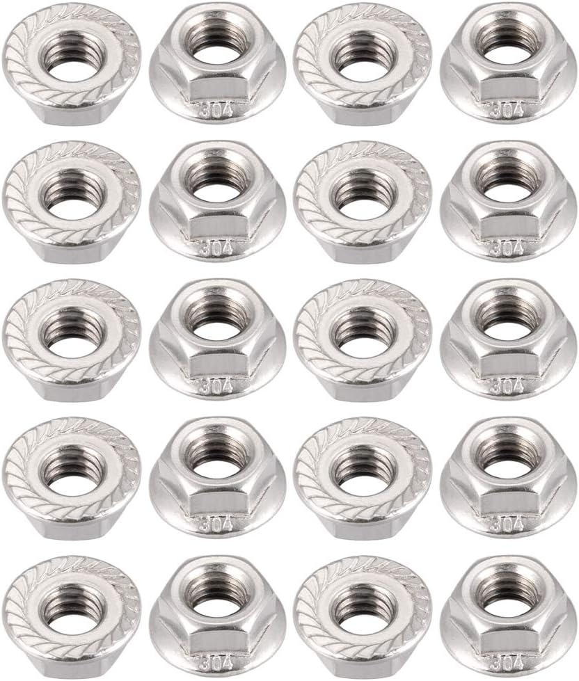 5/16-18 Serrated Flange Hex Lock Nuts, 304 Stainless Steel, 10 Pcs