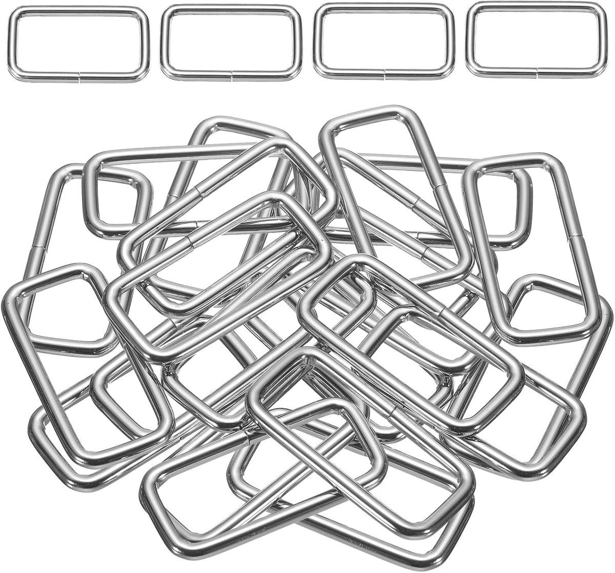 36Pcs Metal Rectangular Ring Buckles, Square Loop Buckles for Straps Webbing Belt Attachments for Handcrafted Bags and Purses(2" x 3/4", Silvery)