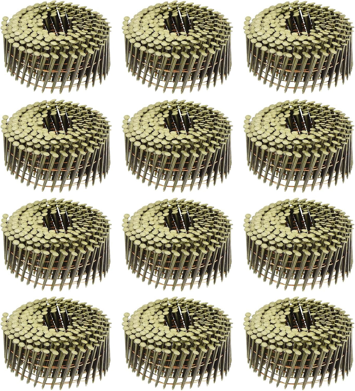 3600 Count Siding Nails 1-3/4" x 0.083" 15-Degree Ring Shank Full Round Head Collated Wire Coil for Lath and Sheathing Materials
