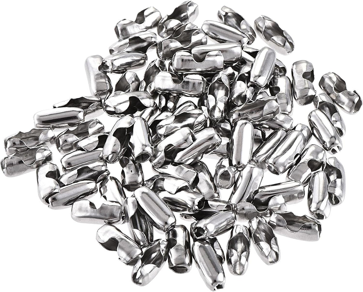 Ball Chain Connector, 4mm Ball Chains Clasp Crimp Clips Link Stainless Steel Connection, Pack of 100