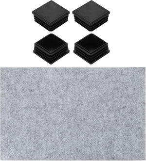 4 Pcs Square Plastic Plugs with Furniture Felt Pad, 38mm/1.5" Tubing End Caps Furniture Leg Inserts for Metal Tubing Chair Table Legs