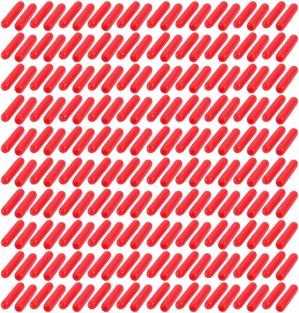 200Pcs 2mm Inner Dia PVC Flexible Vinyl End Cap Screw Thread Protector Cover Red