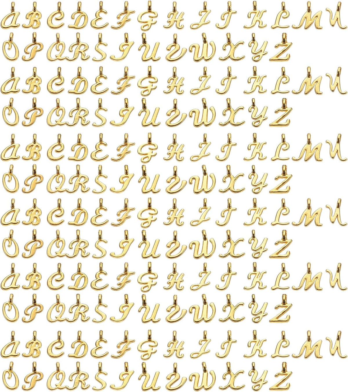 A-Z Letter Charm, 6Set/156pcs Alphabet Pendants Initial Small Letter Charm Set for DIY Bracelet Necklace Pendants Earring Jewelry, Gold