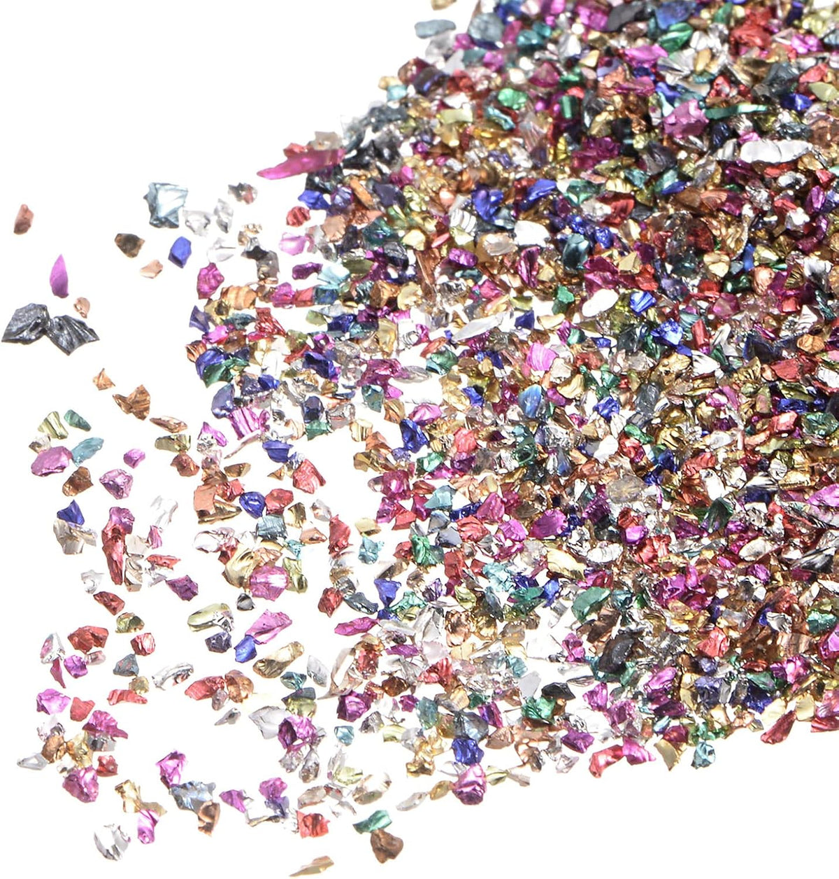 20g Crushed Glass Chips, 1-3mm Irregular Metallic Glitter Glass for Craft DIY Jewelry Vase Filler Epoxy Resin Decoration Colorful