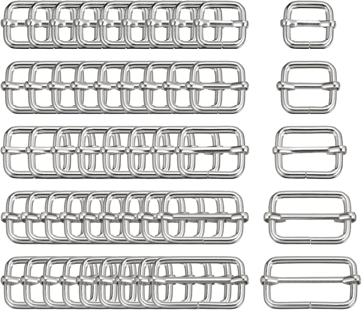 Slides Buckles, Metal Rectangle Adjuster Triglides Slide Buckle, Roller Pin Buckles Slider Strap Adjuster