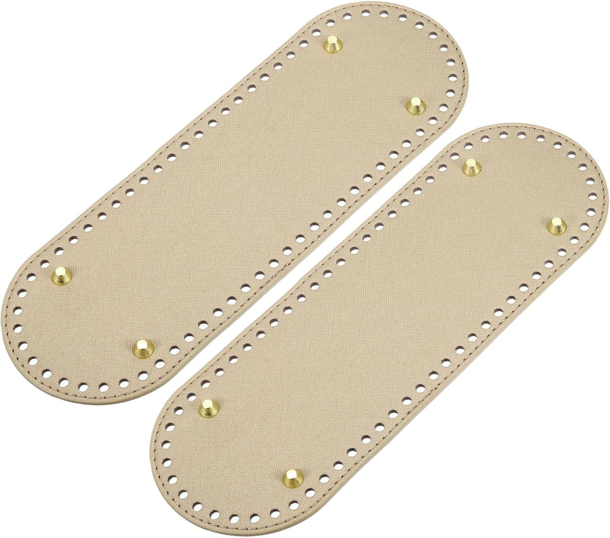 Oval Bag Bottom Shaper Pad, 2Pcs 300 x 100mm PU Leather Bags Cushion Base for Crochet Knitting Handbag, Golden