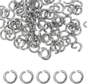 120pcs Open Jump Rings, 8mm Stainless Steel Split O Rings 1.5mm Thick Connector Ring for Bracelet Necklace Pendant Jewelry Keychain DIY Craft Making, Silver