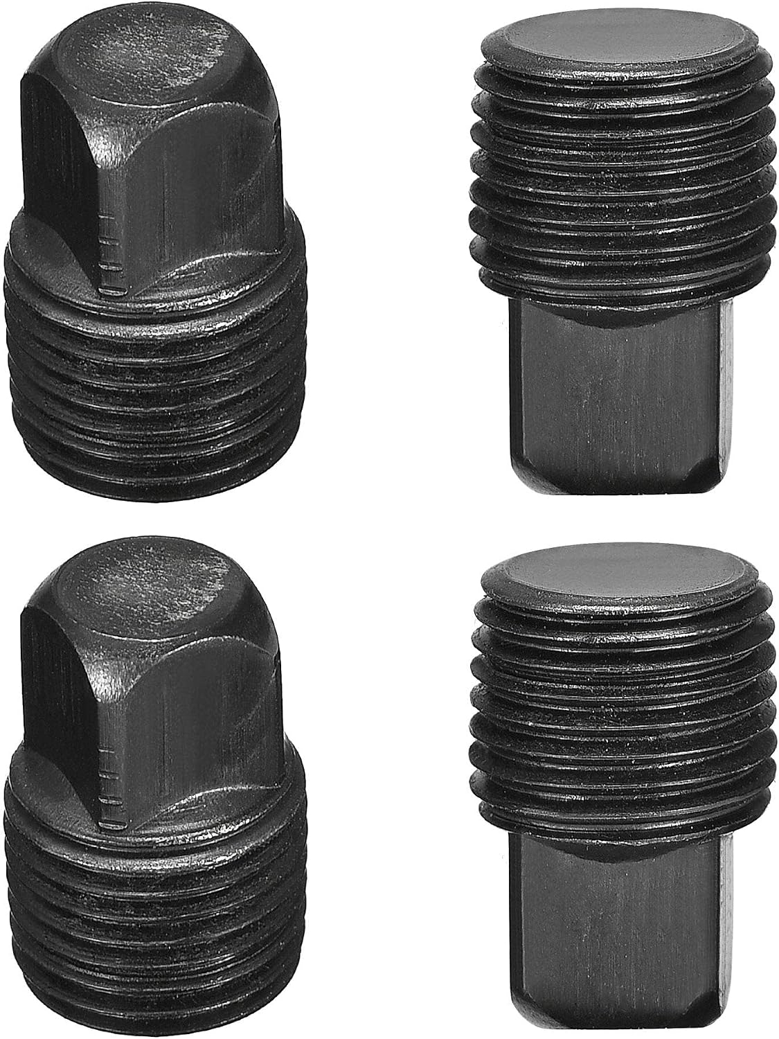 Outer Square Head Socket Pipe Fitting Plug 1/8NPT Male Thread Carbon Steel 4Pcs for Terminate Pipe Ends