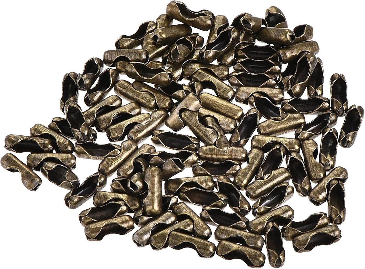 Ball Chain Connector, 1.5mm Ball Chains Clasp Crimp Link Clips Connection, Iron Electroplating Bronze Pack of 100