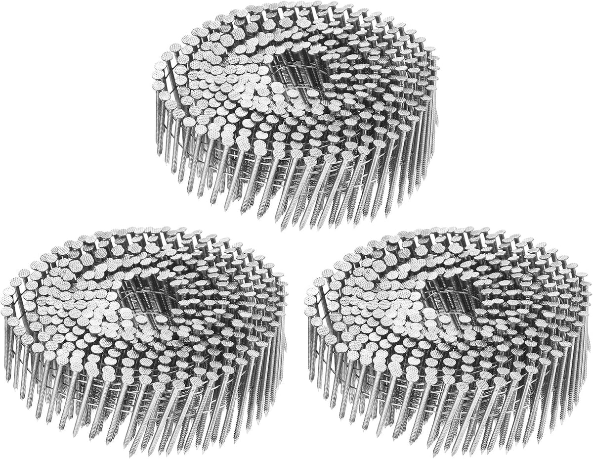 1200 Count Siding Nails 1-1/2"x0.09" 15-Degree 304 Stainless Steel Ring Shank Full Round Head Collated Wire Coil for Lath and Sheathing Materials