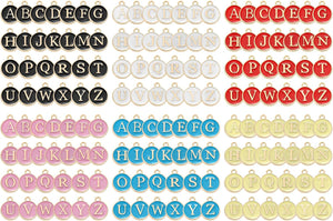 156 Pcs Letter Charm, Alloy A-Z Initial Charm Round Alphabet Pendant for Necklace Bracelet Earring Jewelry Making Diy, Black+White+Pink+Blue+Yellow+Red