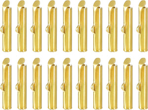 20Pcs Slide on End Clasps, 16mm Tube Ball Bead Slider Crimp Ends for Multi-Strand DIY Craft Making, Gold Tone