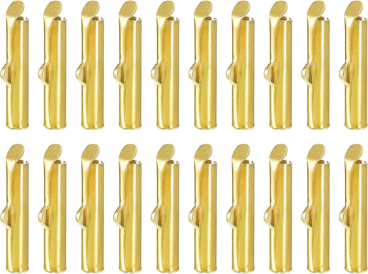 20Pcs Slide on End Clasps, 16mm Tube Ball Bead Slider Crimp Ends for Multi-Strand DIY Craft Making, Gold Tone