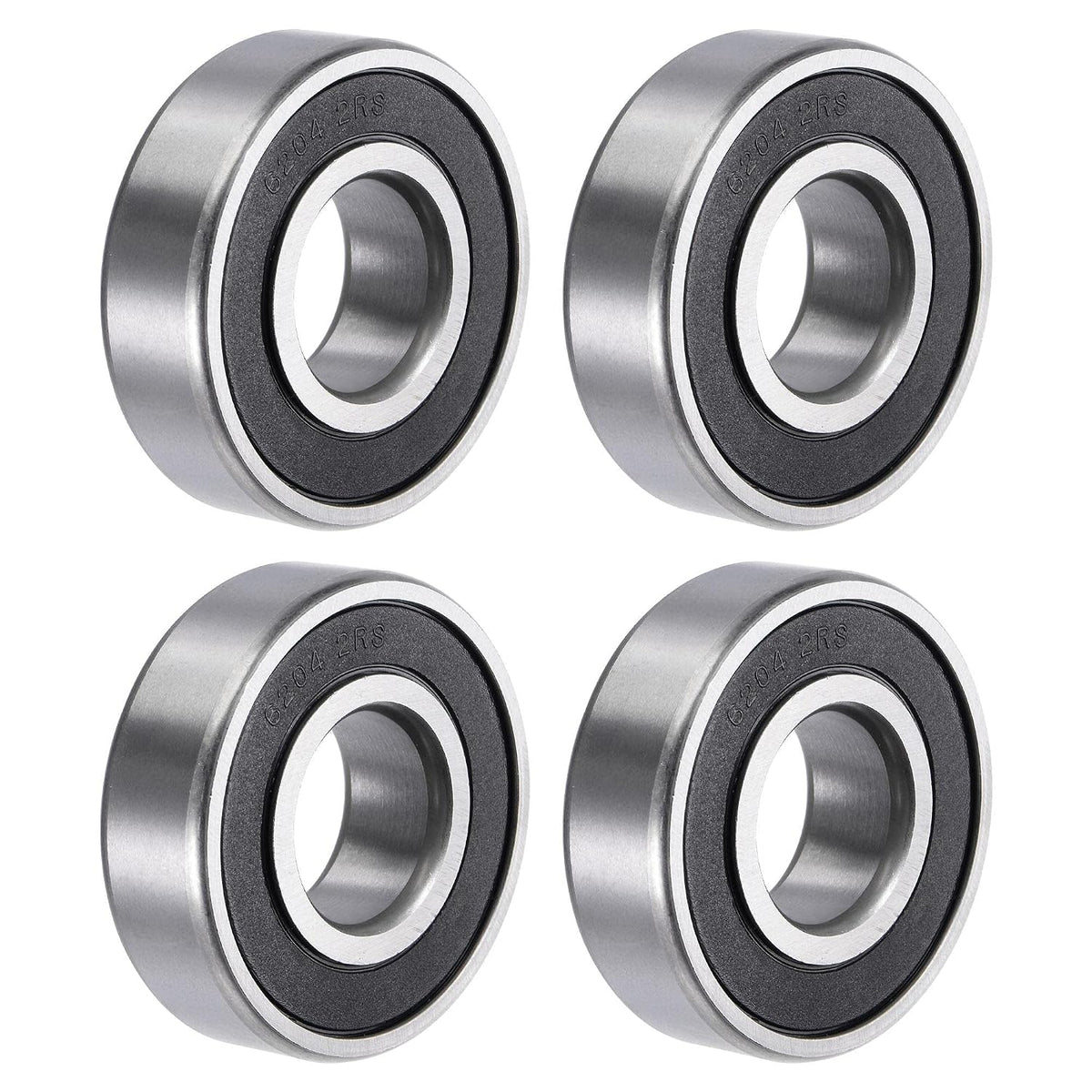 6204-2RS Deep Groove Ball Bearings 20mm Bore 47mm OD 14mm Thick Double Sealed Chrome Steel 4pcs