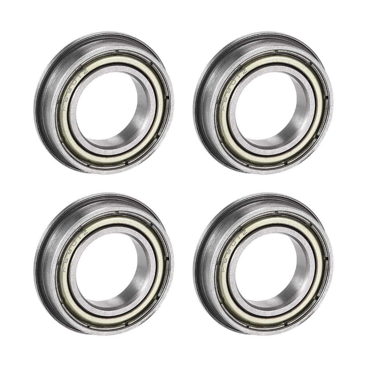 F6801-ZZ Flange Ball Bearing 12x21x5mm Double Metal Shielded (GCr15) Chrome Steel Bearings 4pcs