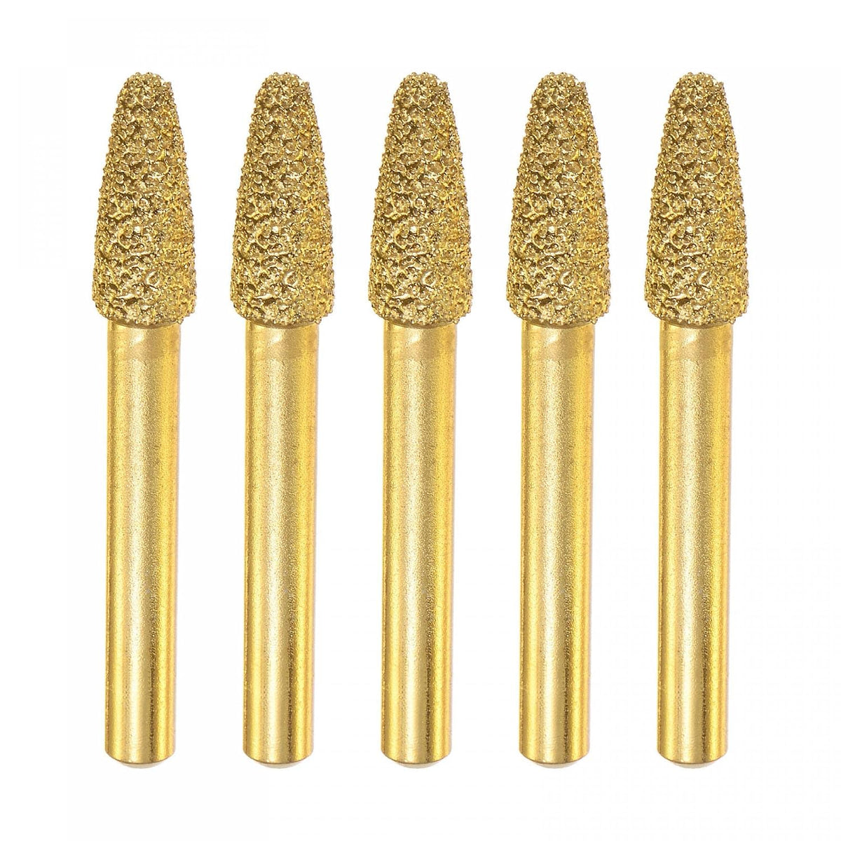 5Pcs Diamond Mounted Point 8mm Brazed Grinder Flame Head 6mm Shank Grinding Rotary Bit Marble Stone Carving Tool