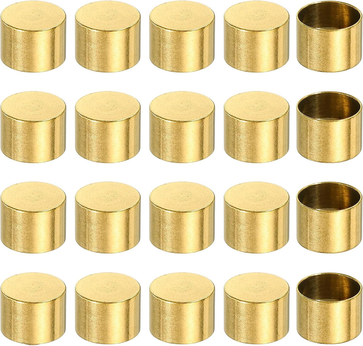 20 Pcs Stainless Steel Cord End Caps, 10 mm End Cap Barrel Beads Leather Cord End Caps for Jewelry Making DIY Tassel 8 mm Length Golden
